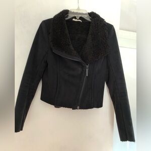 Faux shearling moto jacket